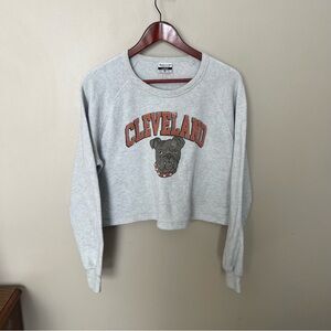 Where I Come From Cleveland Gray Women's cropped  Sweatshirt Browns bulldog soft
